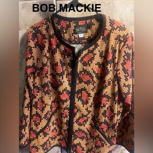 Bob Mackie Women's Red and Black Patterned Jacket XL